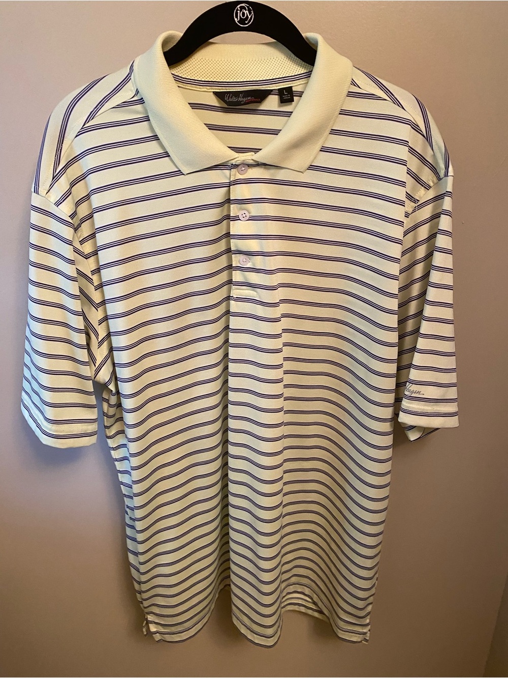 Walter Hagen Yellow Polo with Thin Blue Stripes